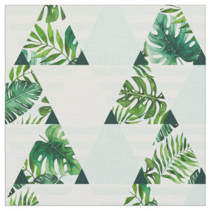 Moderne Munt Green Tropical Triangles Pattern Stof