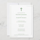 Moderne Munt Groen & Wit Eerste Heilige Communie Bedankkaart (Voorkant)