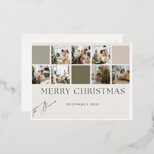 Moderne Munt Prettig Kerstfeest Vakantie Wenskaart Folie Feestdagen Briefkaart (Voorkant / Achterkant)