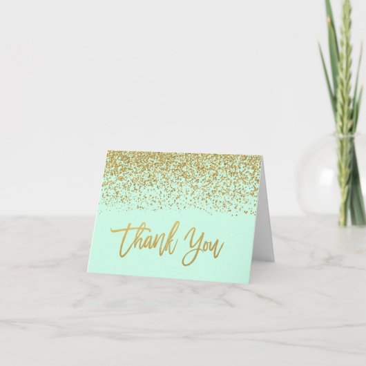 Moderne Munt Valse Goud Glitters Bedankt (Voorkant)