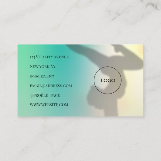 Moderne muntgradiënt yoga visitekaartje (Achterkant)
