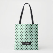 Moderne Muntgroene Zwarte Stip Gepersonaliseerd Tote Bag (Voorkant)