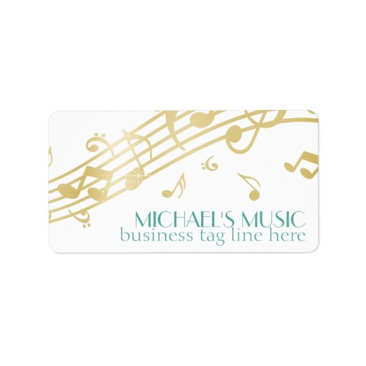 Moderne Musical Business Branding Gold Muzieknoten Etiket (Voorkant)