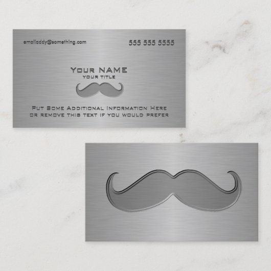 Moderne Mustache Metallic print Visitekaartje (Voorkant / Achterkant)