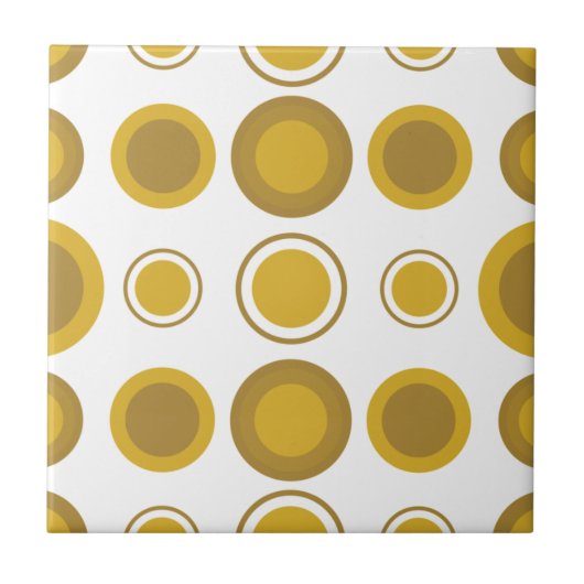 Moderne Mustard Gold Circle Pattern uit de middele Tegeltje (Voorkant)