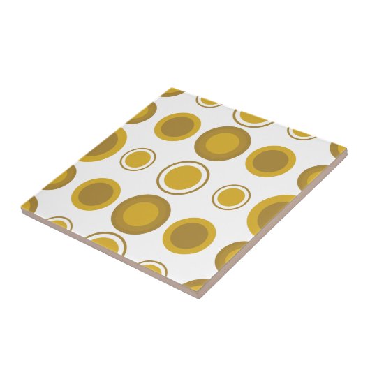 Moderne Mustard Gold Circle Pattern uit de middele Tegeltje (Zijkant)