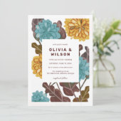 Moderne mustard jewel florale bruiloft kaart (Staand voorkant)