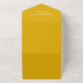 Moderne Mustard Yellow Minimal QR Code RSVP Wedden All In One Uitnodiging (Buitenkant)