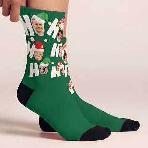 Moderne Mutsen van Kerstman Negen Gezinsfoto's Sokken