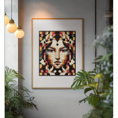 Moderne muze: een fusie van kubisme en kleur poster