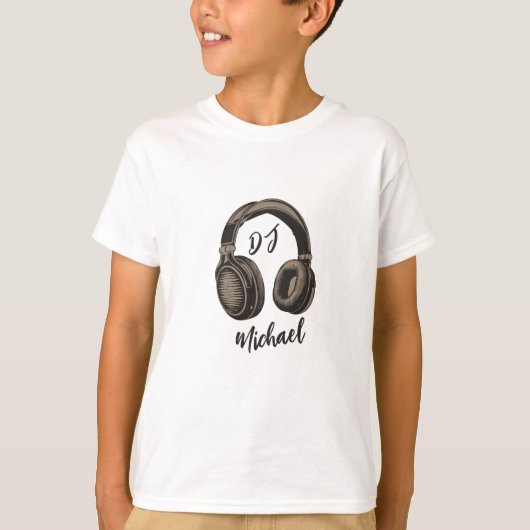 Moderne Muziek DJ Hoofdtelefoon Gepersonaliseerde T-shirt (Voorkant)