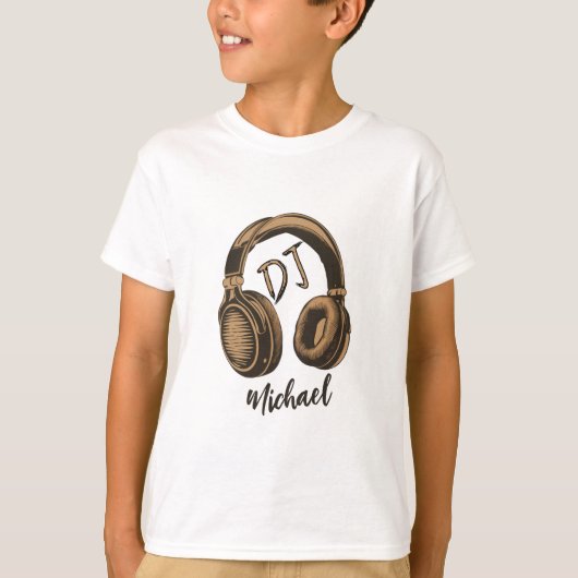 Moderne Muziek DJ Hoofdtelefoon Gepersonaliseerde  T-shirt (Voorkant)