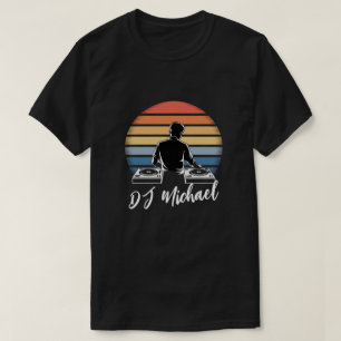Moderne Muziek DJ Mixer Retro Gepersonaliseerde Na T-shirt