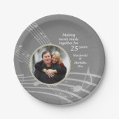 Moderne muziek foto 25e zilveren bruiloft Jubileum Papieren Bordje (Voorkant)