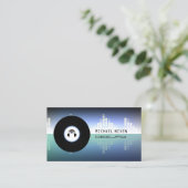 Moderne muziek geïnspireerd vinyl en equalizer visitekaartje (Staand voorkant)