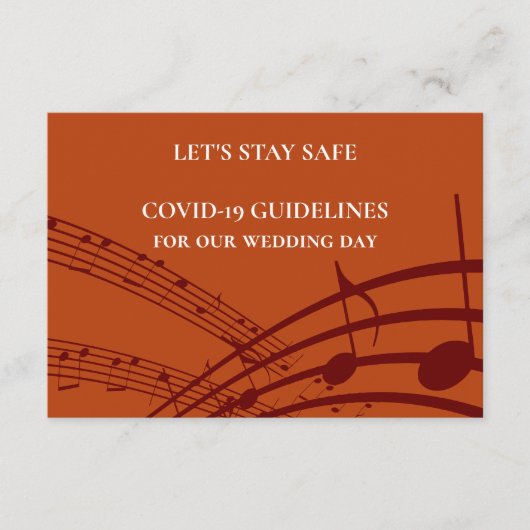 Moderne MUZIEK STAVES Wedding Safety Informatiekaartje (Voorkant)