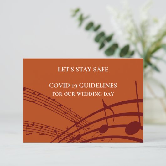 Moderne MUZIEK STAVES Wedding Safety Informatiekaartje (Staand voorkant)