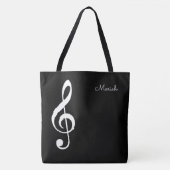 Moderne muziek Treble Sleef op zwart Tote Bag (Voorkant)