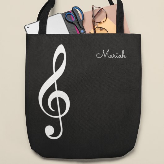 Moderne muziek Treble Sleef op zwart Tote Bag