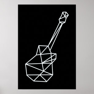 moderne muziekgeometrische gitaar op zwart poster