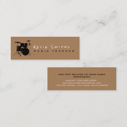 Moderne Muziekleraar Drummer eenvoudig Mini Visitekaartje (Voorkant / Achterkant)