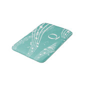 Moderne Muzieknoten Blauwgroen monogram Bath Mat (Gekanteld)