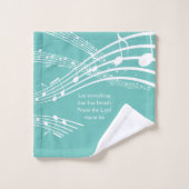 Moderne Muzieknoten Blauwgroen monogram handdoekse Bad Handdoek (Wasdoekje)