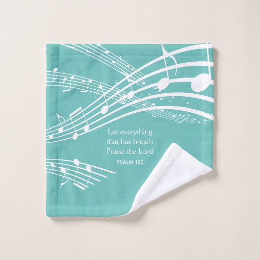 Moderne Muzieknoten Blauwgroen monogram handdoekse Bad Handdoek (Wasdoekje)