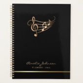 Moderne Muzieknoten Goud Elegant  Planner (Voorkant)