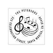 Moderne Muzieknoten Ronde naam en retouradres Rubberstempel (Afrduk)