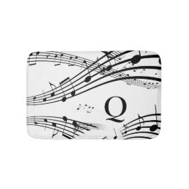 Moderne Muzieknoten White Black Monogram Bath Mat