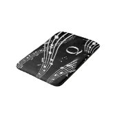 Moderne Muzieknoten zwarte monogram bath Mat (Gekanteld)