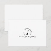 Moderne muzieknotitie zwart wit, persoonlijk geper notitiekaartje (Voorkant / Achterkant)