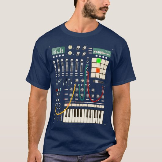 Moderne muziekproducent en elektronisch muzikant t-shirt (Voorkant)