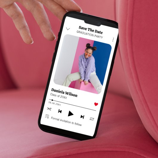 Moderne Muziekspeelster Foto Afstudeerfeest Save The Date