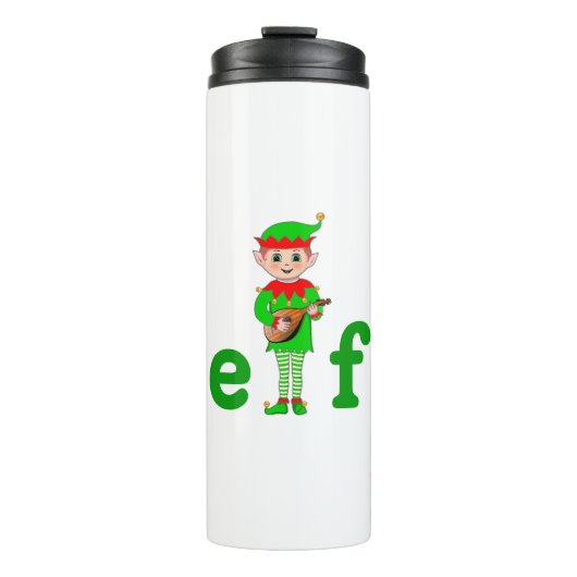 Moderne Muzikale Elf op Wit Thermosbeker (Voorkant)