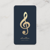 Moderne muzikant Donkerblauw Goud Monogram Visitekaartje (Voorkant)