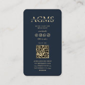 Moderne muzikant Donkerblauw Goud Monogram Visitekaartje (Achterkant)