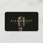 Moderne muzikant zanger opnemen zwart goud microfo visitekaartje (Voorkant)