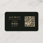 Moderne muzikant zanger opnemen zwart goud microfo visitekaartje (Achterkant)