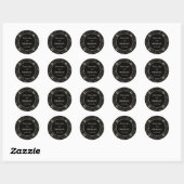 Moderne mystieke hemelse zwart goud chique bruilof ronde sticker (Vel)