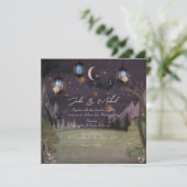 Moderne Mystieke Magische Bos Bruiloft Nacht Kaart (Staand voorkant)