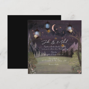 Moderne Mystieke Magische Woodland Night Wedding Kaart