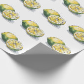 Moderne Naadloze Patroon Waterverf Gele Citroen Cadeaupapier (Hoek)