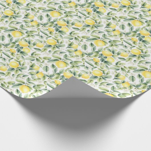 Moderne Naadloze Patroon Waterverf Gele Citroen Cadeaupapier (Hoek)