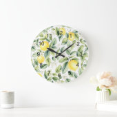 Moderne Naadloze Patroon Waterverf Gele Citroen Grote Klok (Huis)