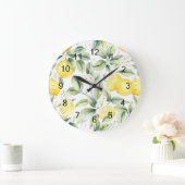 Moderne Naadloze Patroon Waterverf Gele Citroen Grote Klok (Huis)