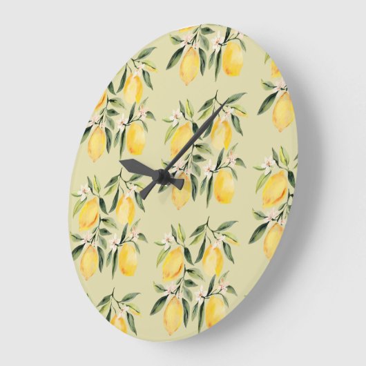 Moderne Naadloze Patroon Waterverf Gele Citroen Grote Klok (Hoek)