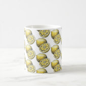 Moderne Naadloze Patroon Waterverf Gele Citroen Koffiemok (Center)