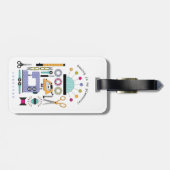 Moderne naaibenodigdheden en gereedschappen bagagelabel (Achterkant horizontaal)